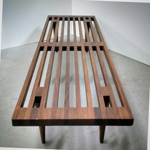 Solid Afromosia Slat Bench